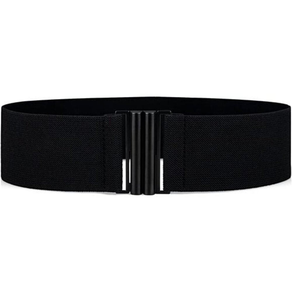 macoking Women's Elastic Belts for Dresses Vintage Wide Cinch Black Waist Belt